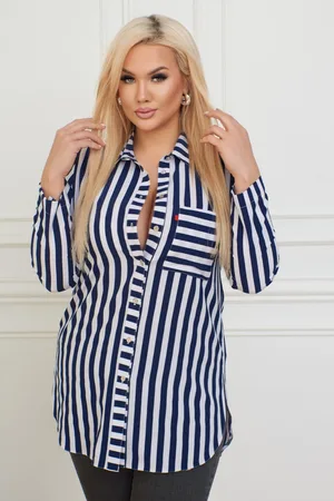 Producent Polski Don Tunika koszulowa plus size w paseczki mod. M26929