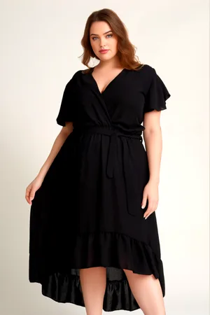 Producent Polski Don Asymetryczna sukienka plus size z falbankami Rhodio ( r. 44-54)