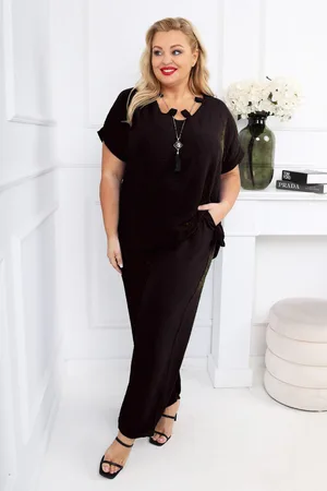 producent zagraniczny Komplet plus size - spodnie plus bluzka z wisiorkiem ( r. 48-54)