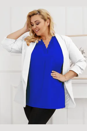 Producent Polski Don Bluzka plus size z koronką i rękawkiem FION (L.r 46-54)