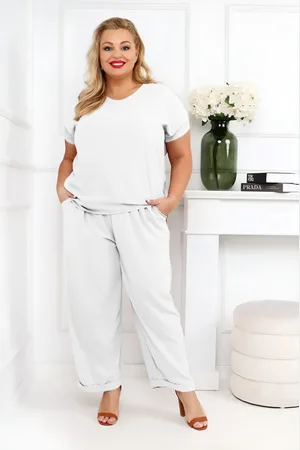 producent zagraniczny Komplet plus size - spodnie plus bluzka ( r. 48-54)