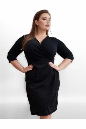 Producent Polski Don Sukienka plus size - NICOLE brokat - czarny ( r. 44-56) BESTSELLER