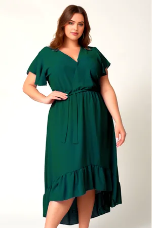 Producent Polski Don Asymetryczna sukienka plus size z falbankami Rhodio ( r. 44-54)