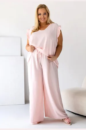 producent zagraniczny Komplet plus size z falbanką na rękawach ( r. 50-56)