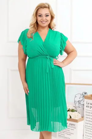 Producent Polski Don Plisowana sukienka plus size midi