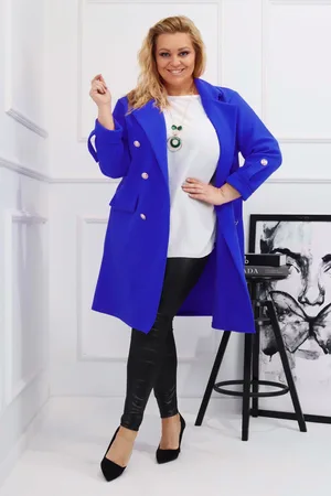 Producent Polski Don Płaszcz plus size z ozdobnymi guzikami ( r.46-54)