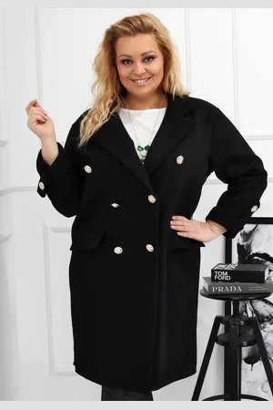 Producent Polski Don Płaszcz plus size z ozdobnymi guzikami ( r.46-54)