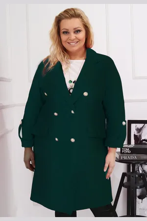 Producent Polski Don Płaszcz plus size z ozdobnymi guzikami ( r.46-54)