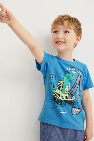 C&A Chłopiec T-shirty - Wielopak, 2 szt.-dinozaur-koszulka z krótkim rękawem, , Rozmiar: 92