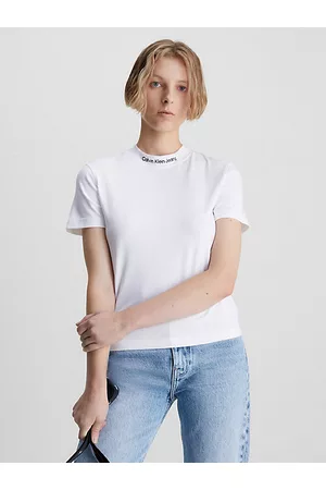 Calvin Klein Kobieta Swetry Kolnierzykiem - T-shirt z logo i kołnierzykiem