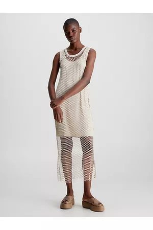 Calvin Klein Warstwowa siateczkowa sukienka bez rękawów