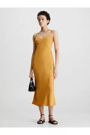Calvin Klein Kobieta Sukienki Dzienne - Wąska wsuwana sukienka midi z satyny