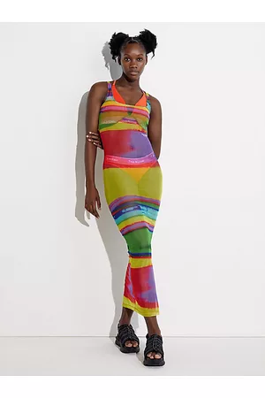 Calvin Klein Kobieta Sukienki bez rękawów - Kolorowa siateczkowa sukienka bez rękawów - Pride