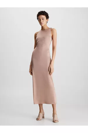 Calvin Klein Kobieta Sukienki dopasowane - Dopasowana sukienka midi ze skręconym tyłem