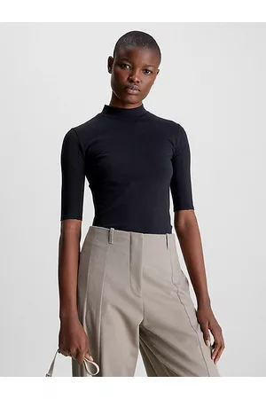 Calvin Klein Kobieta Z Krótkim Rękawem - Wąski top z półgolfem