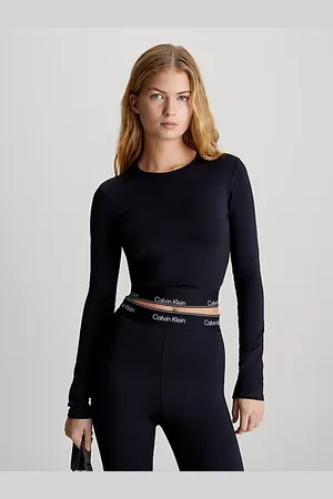 Calvin Klein T-shirt sportowy z długim rękawem o skróconym fasonie
