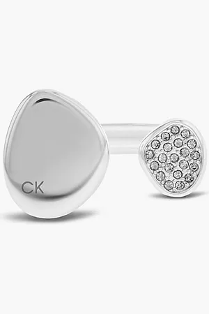 Calvin Klein Otwarty pierścionek w organicznym kształcie z kryształkami