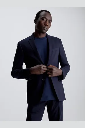 Calvin Klein Wąska jednorzędowa marynarka z wełny ze stretchem