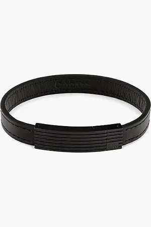 Calvin Klein Elegancka bransoletka z czarnej skóry