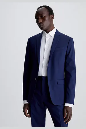 Calvin Klein Wąska jednorzędowa marynarka z wełny ze stretchem