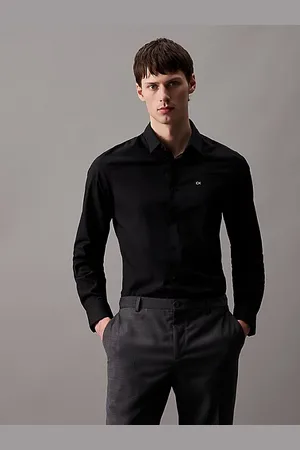 Calvin Klein Wąska koszula z popeliny ze stretchem