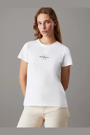 Calvin Klein Wąski T-shirt z monogramem
