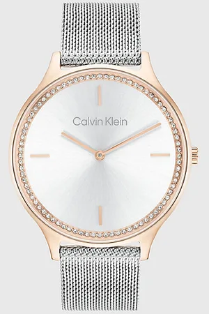 Calvin Klein Zegarek z kryształkami na ramce i bransoletką