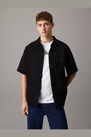 Calvin Klein Swobodna usztywniona koszula z krótkim rękawem
