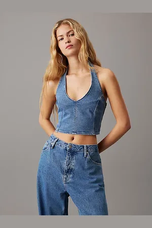 Calvin Klein Jeansowy top z dekoltem typu halter