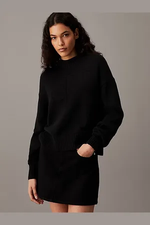 Calvin Klein Sweter z bawełny i wełny z monogramem