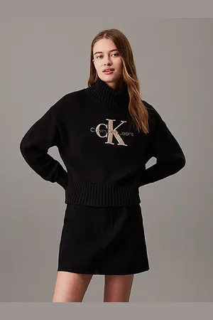 Calvin Klein Sweter z wywijanym dekoltem z monogramem