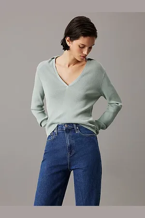 Calvin Klein Sweter z dekoltem w serek z miękkiej dzianiny