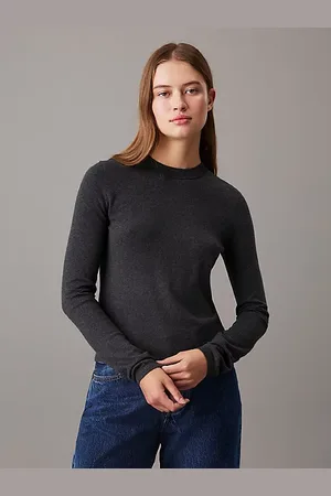 Calvin Klein Wąski sweter z bawełny z kaszmirem