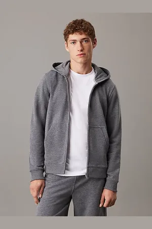 Calvin Klein Bluza z kapturem zapinana na zamek z materiału frotte