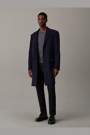 Calvin Klein Wąski płaszcz ze szczotkowanej wełny