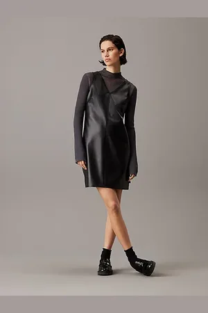 Calvin Klein Sukienka bez rękawów ze sztucznej skóry