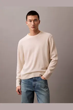 Calvin Klein Klasyczny kaszmirowy sweter z okrągłym dekoltem
