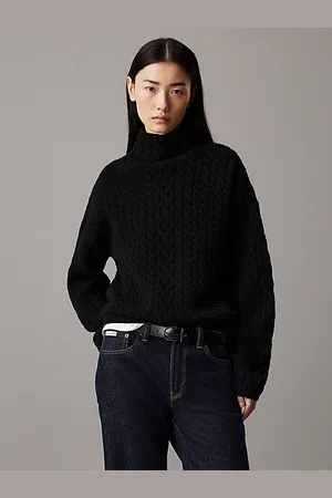 Calvin Klein Swobodny sweter o splocie warkoczowym