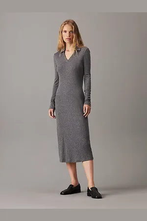 Calvin Klein Wąska sukienka polo z wełnianego lyocellu