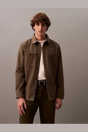 Calvin Klein Koszula z kieszenią z mieszanki wełny