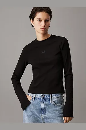 Calvin Klein Wąska bluzka ze ściągaczowej bawełny