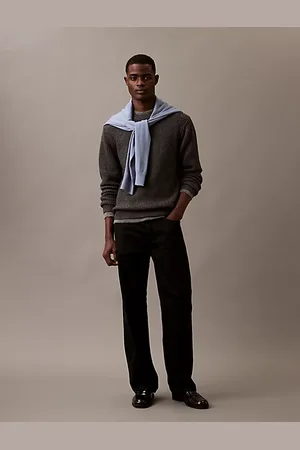 Calvin Klein Sweter z okrągłym dekoltem o ściągaczowym splocie z mieszanki wełny