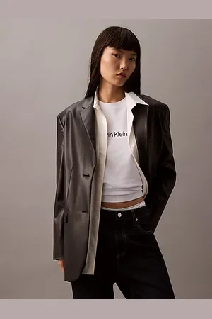 Calvin Klein Wąska skórzana marynarka