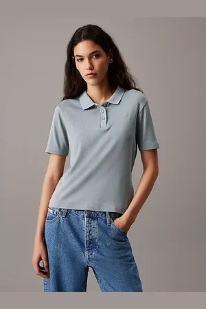 Calvin Klein Wąska koszulka polo z bawełnianej dzianiny