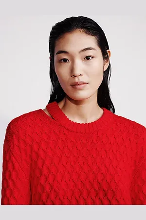 Calvin Klein Luźny sweter o warkoczowym splocie z wełny merynosa