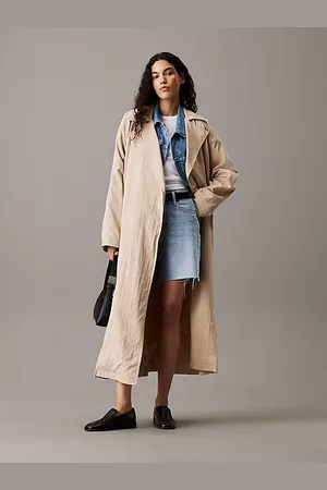 Calvin Klein Długi trencz z miękkiego nylonu