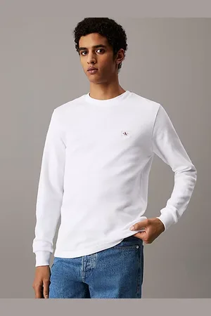 Calvin Klein Wąski T-shirt z długim rękawem z waflowego materiału