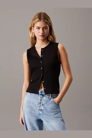 Calvin Klein Wąska kamizelka ze ściągaczowej bawełny
