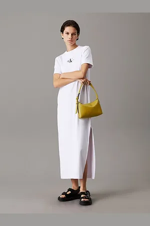 Calvin Klein Sukienka maxi typu T-shirt z bawełny ściągaczowej