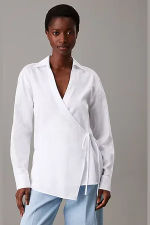 Calvin Klein Luźna kopertowa koszula z popeliny